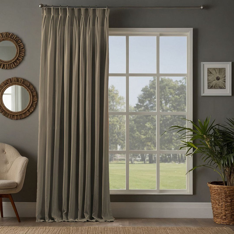 Room Darkening Single Curtain Panel, Light Brown, 130cm Width x 145cm Drop