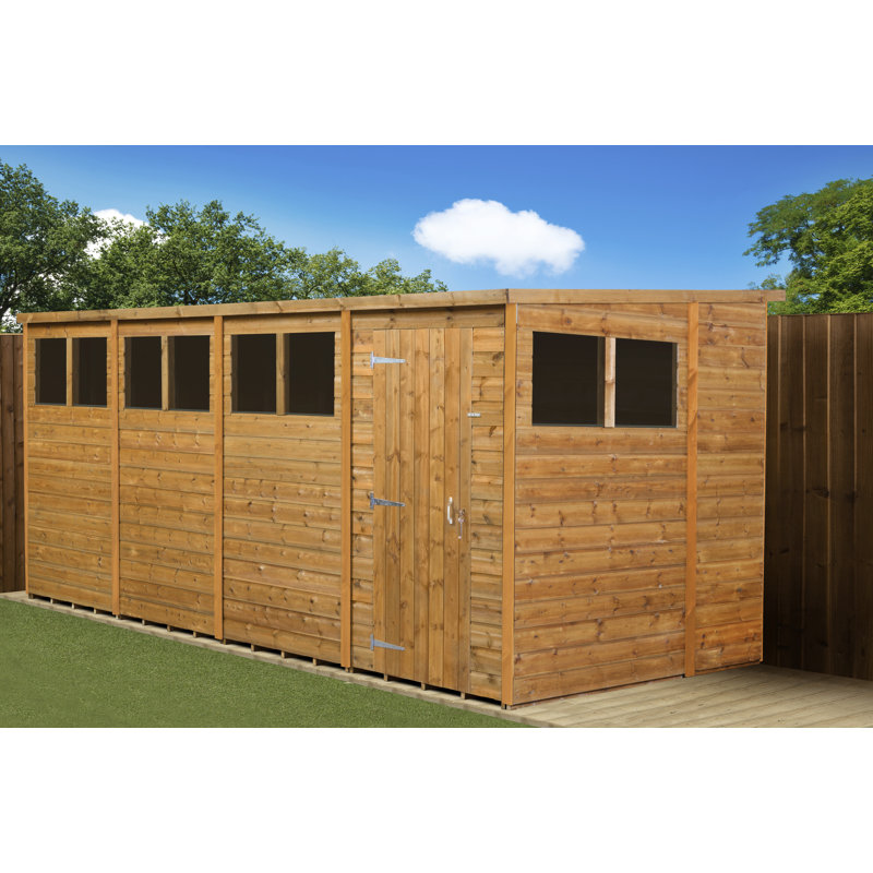 Modular Pent Garden Shed  16X6 With Windows