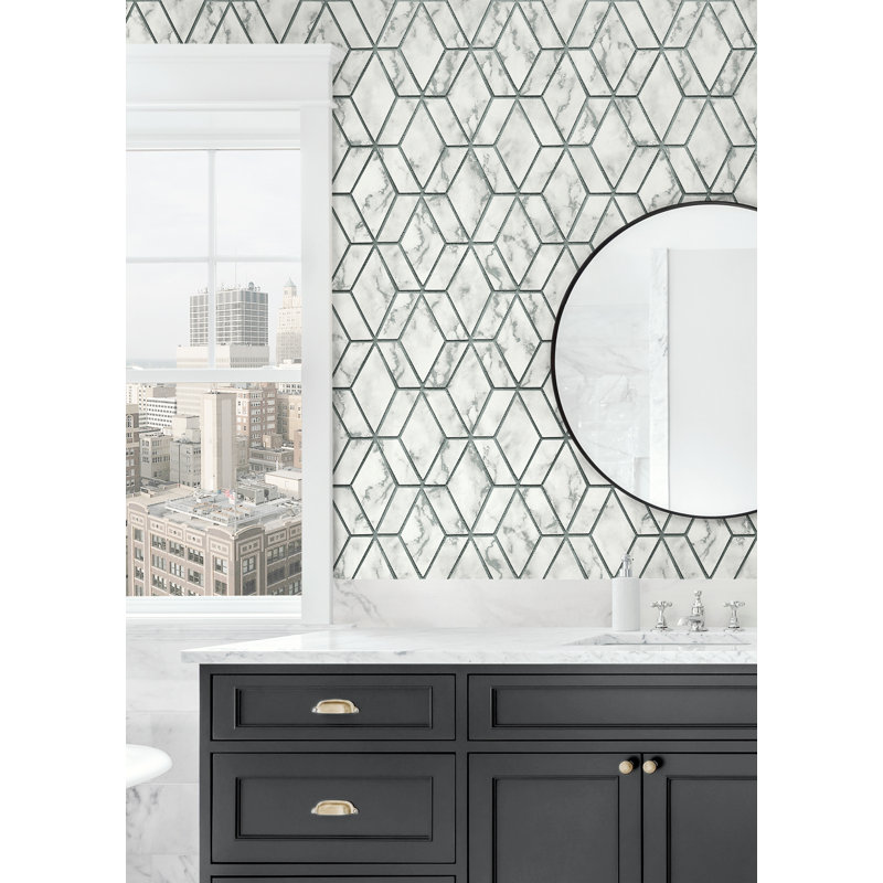 Rouleau de papier peint L 33 pi x l 20,5 po Alaza, Carrera / gris anthracite métallique