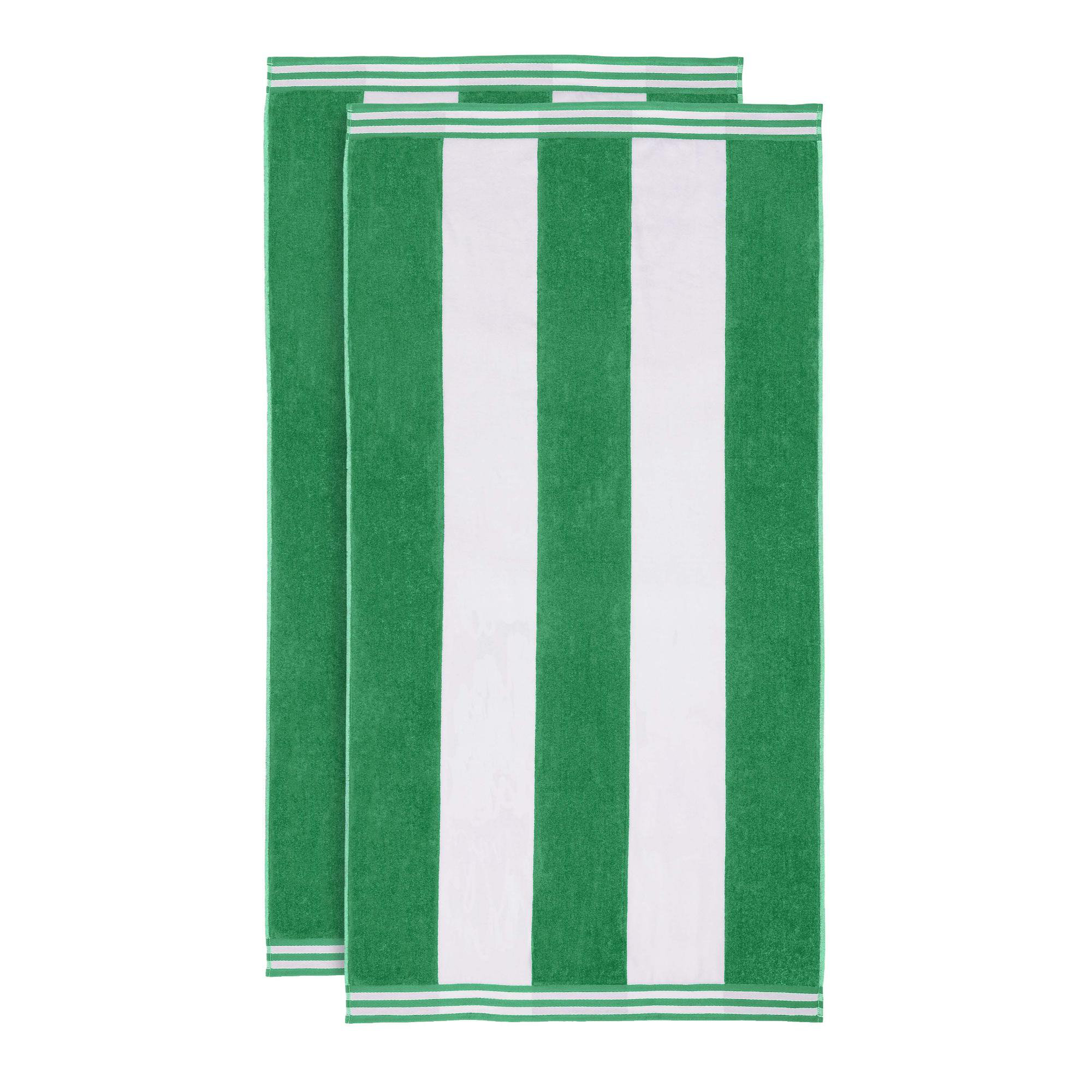 Calheta Cotton Oversized Cabana Stripe Beach Towels, 2, Dark Green