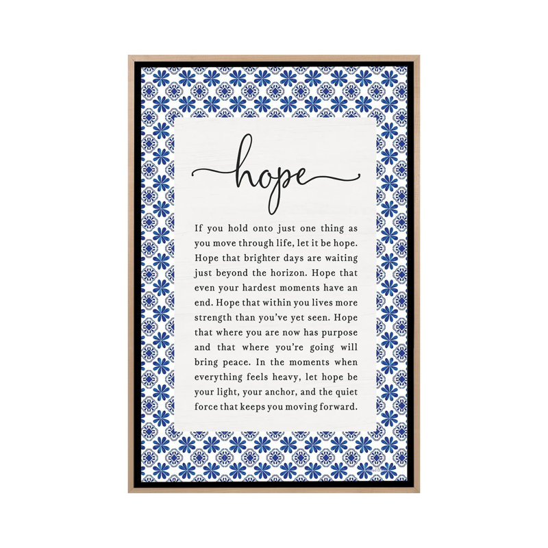 Hope 1 Piece Wall Art on Canvas, 101.6 cm H x 66.04 cm W x 4.445 cm D, Natural Wood