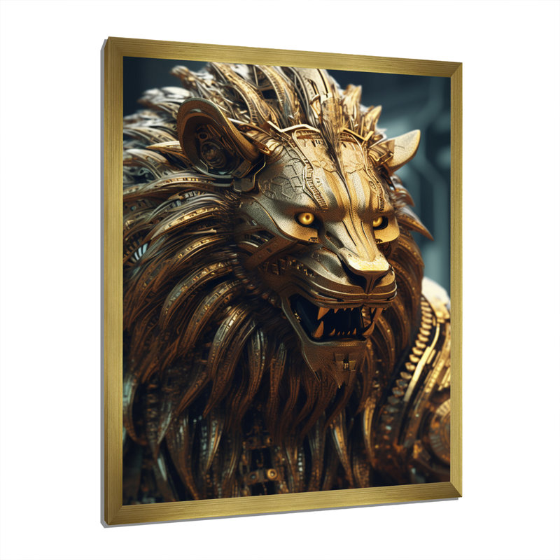 «Majestic Lion IV» sur toile, Cadre doré à une seule photo, H 32 po x l 24 po x P 1 po