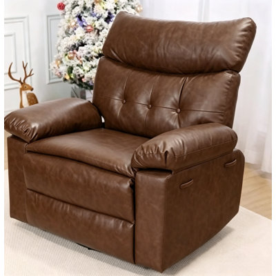 Fauteuil inclinable pivotant à bascule avec chaleur et massage - Fauteuil inclinable manuel en similicuir pour salon