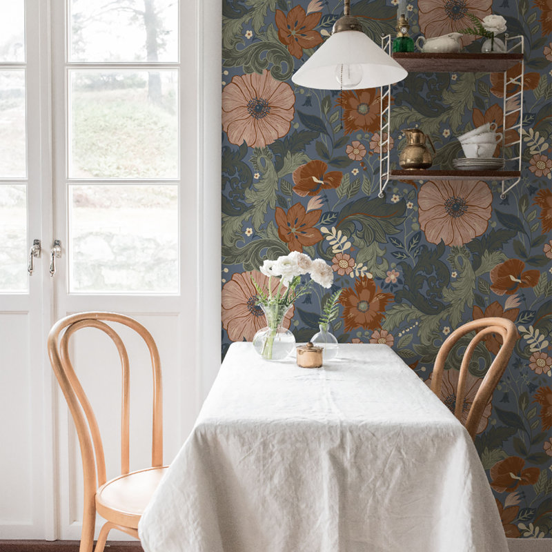 Cahterine 10.05m x 53cm Wallpaper Roll, Blue