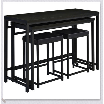 Ensemble de table 4 pièces à hauteur de comptoir noir élégant avec tabourets pour espaces compacts et intérieurs modernes