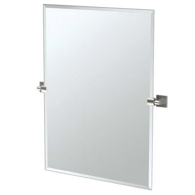 Gatco Elevate Modern Rectangle Beveled Frameless Wall Mirror | Bathroom Vanity Pivot Mirror In Satin Nickel