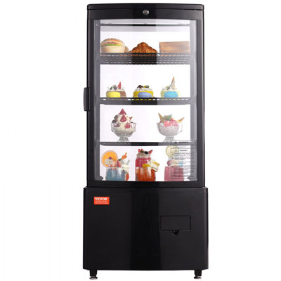Vitrine réfrigérée, vitrine de comptoir 3 pieds cubes / 85 L, réfrigérateur commercial à 3 niveaux avec éclairage DEL, refroidissement TURBO, refroidissement à l'air sans givre, porte verrouillée pour la boulangerie