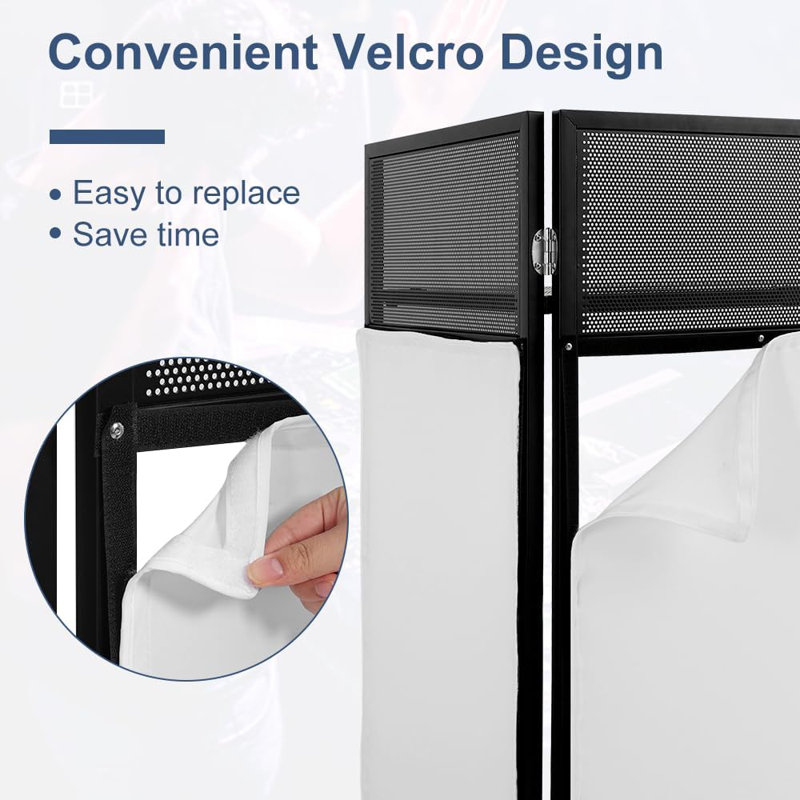 Portable DJ Booth Foldable DJ Table Station with White & Black Scrim