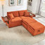 Velours côtelé moelleux confortable avec repose-pieds double, plateau de table, mousse orange + ressort, espace de rangement, tissu surdimensionné de qualité méridienne, accoudoir multifonctionnel