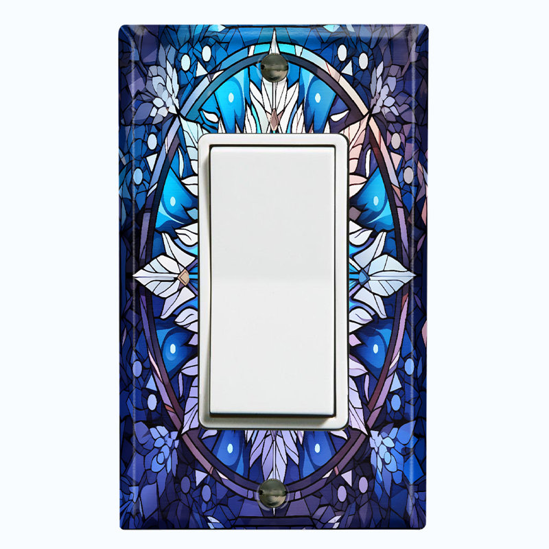 Blue Snow Icicle 1 - Gang Toggle Light Switch Standard Wall Plate
