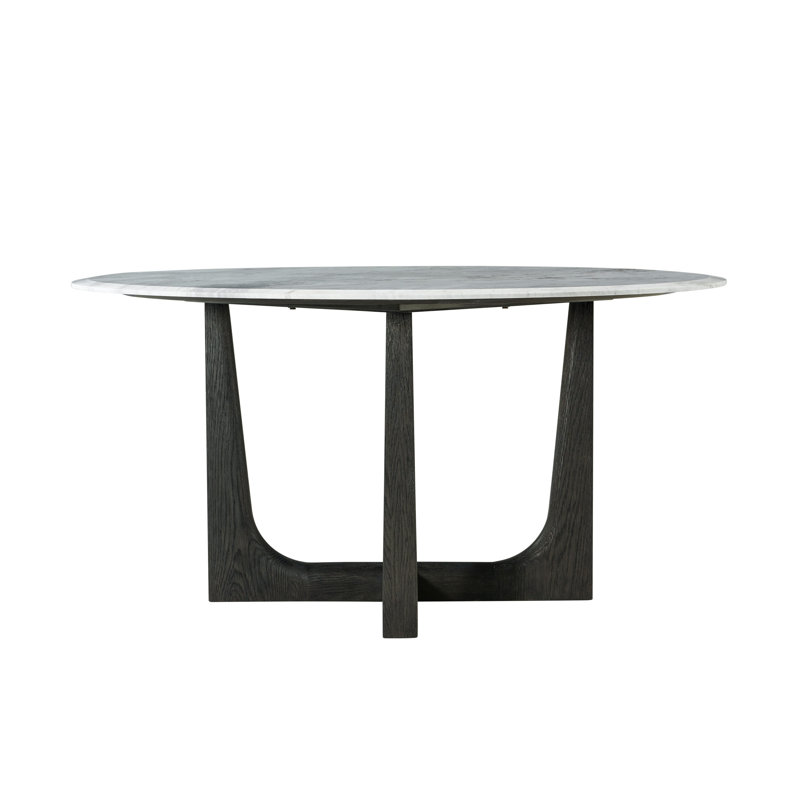 Repose Round Marble Dining Table, Charcoal Oak