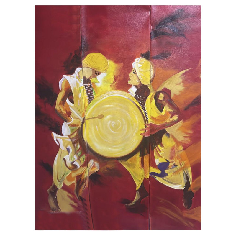 Rythme de Dhol | Acrylique sur toile | Peinture de Ravi Upadhyay