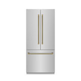 ZLINE Autograph 36 in. French Door Built-In Refrigerator w/ Gray Interior and Gold Helix Handles
