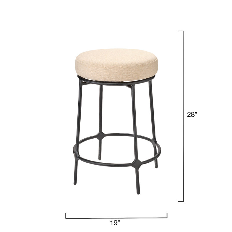 Asteria Iron Counter Stool, Antique Brass, Black