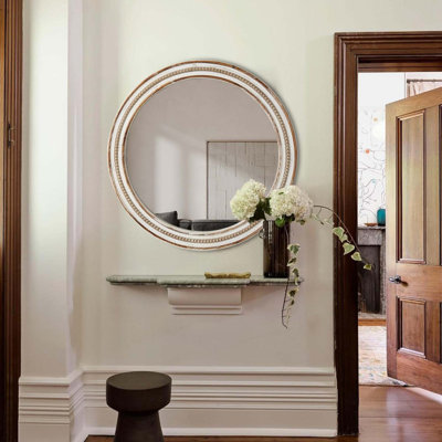 Miroirs décoratifs ronds en bois 23,62 pouces pour la décoration murale