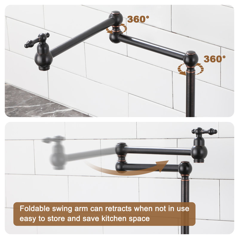 Cedar CASAINC 1.8 GPM Pot Filler Kitchen Faucet with 2 Handle, Oil Rubbed Bronz