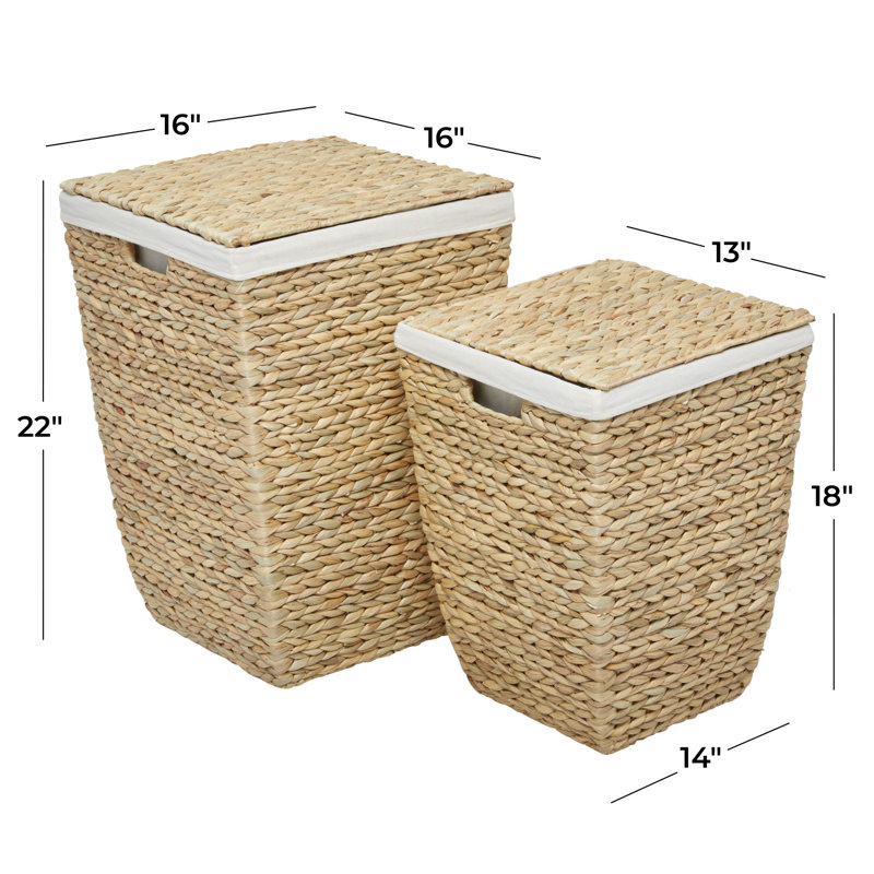 Ensemble de 2 paniers en ruppie maritime, H 21,95 po x l 15,75 po x P 15,65 po, Brun