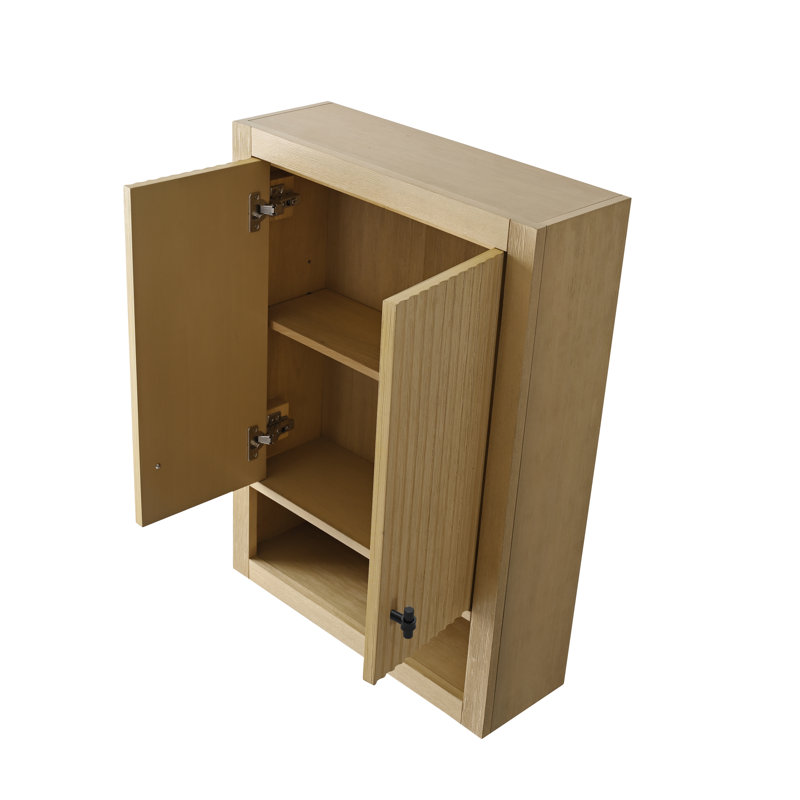 Wall Bathroom Shelves, Natural Oak, Matte Black