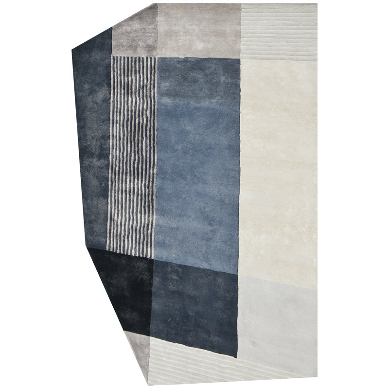 Tapis bleu / gris Novelty, Nouveauté 6 pi x 10 pi