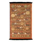 Rug & Kilim’S Scandinavian Folk Art Rug In Brown With Geometric Pictorials