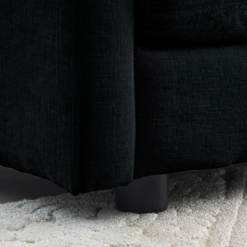 Canapé modulaire moderne, siège très profond 3 pièces pour salon, siège surdimensionné avec siège et canapé modulaire en chenille noire