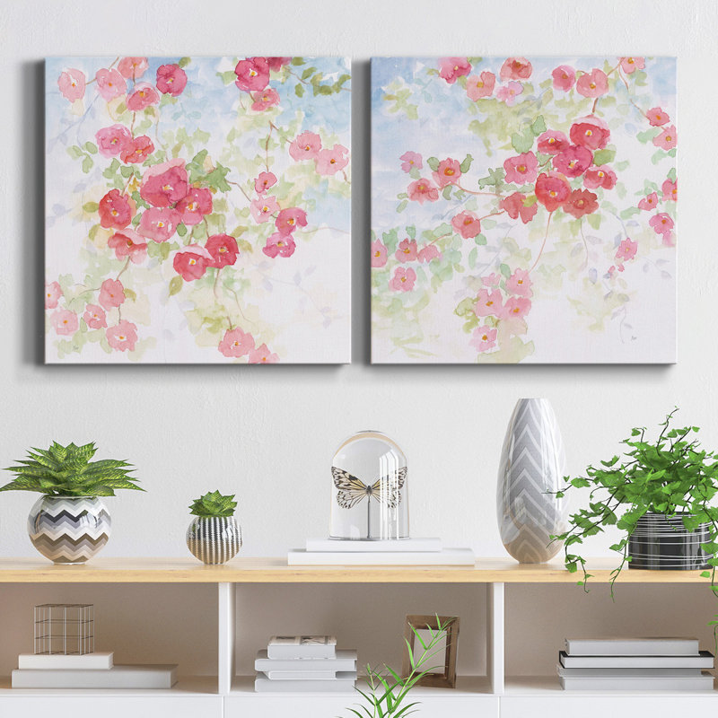 «Pink Pleasure I», ensemble de 2 reproductions d'art sur toile tendue, H 24 po x l 48 po x P 1 po