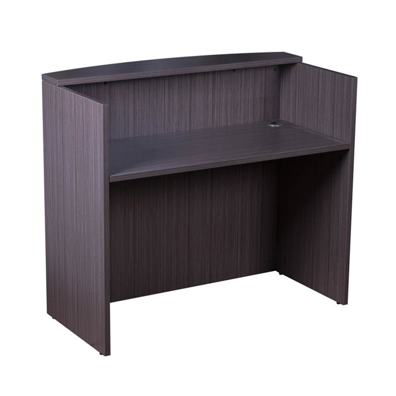 Bureau de réception Jery, 48 pouces, panneau de modestie, gris fumée Driftwood, H 41,5 po x l 48 po x P 22 po
