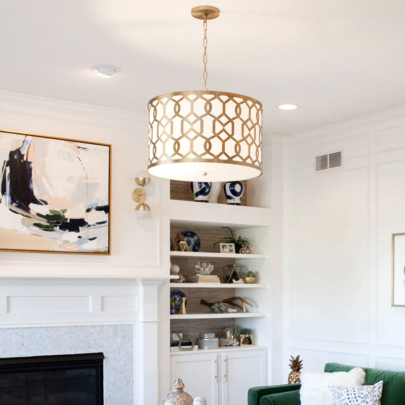 Horrocks 5 - Light Dimmable Drum Chandelier, Aged Brass, 18.25" 3-Light