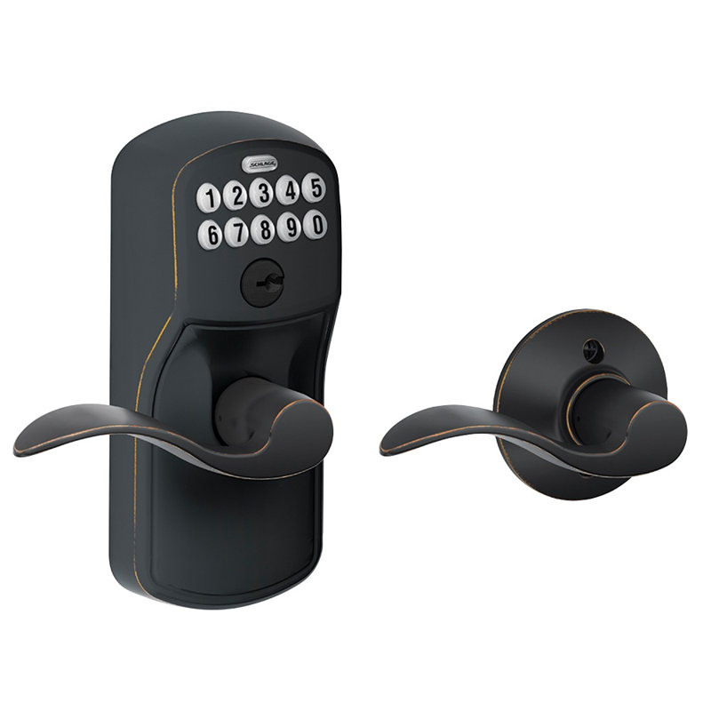Accent Keypad Lever with Plymouth Trim, Aged Bronze, Keyed Alike, Yes