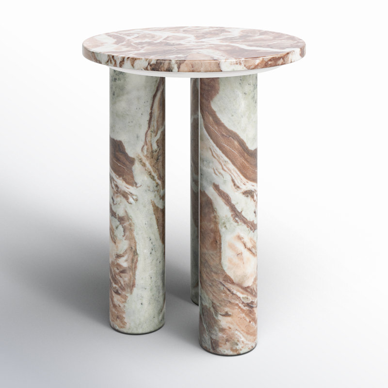 Giabella End Table, Brown/White