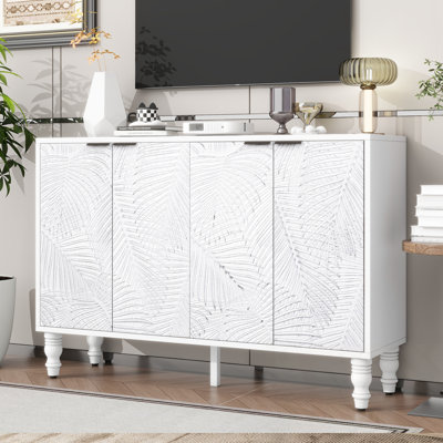 TV Stand With 2 Spacious Storage Space And Sturdy Legs