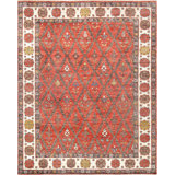 Nomad Hand Knotted Wool Geometric Area Rug in Rust/Ivory