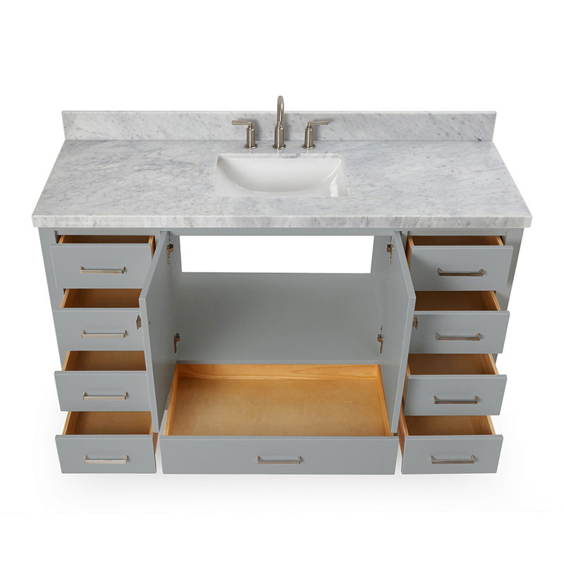 Ensemble de meuble-lavabo simple 61 po Cambridge, Forme rectangulaire, Gris