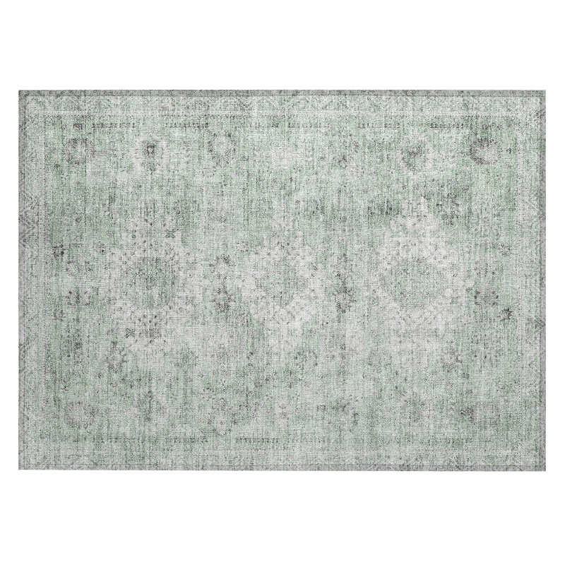 Machine Washable Indoor/Outdoor Chantille ACN2809 Global Rug, Mint, 1'8" x 2'6"