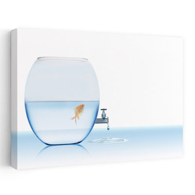 Water Leaking Out Of Fish Bowl by Agliolo Sanford - Wrapped Canvas Print