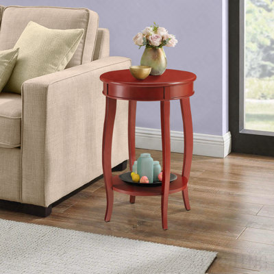 Table d'appoint ronde rouge avec tablette inférieure