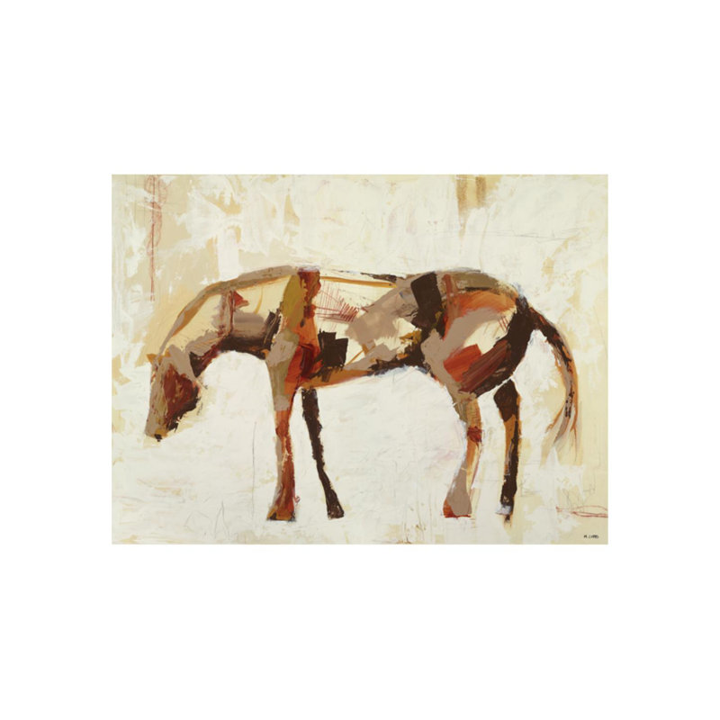 Cheval debout II par Milton Coppo - Peinture, H 40 po x l 53 po x P 1,5 po, Couche de verre