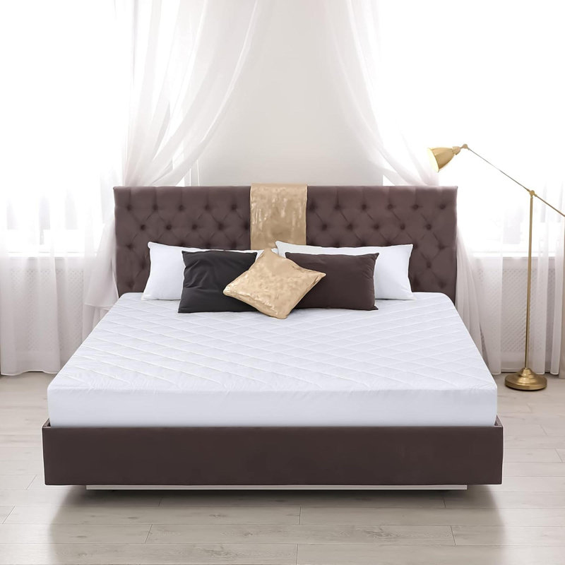Quilted Fitted Mattress Pad Queen Size Elastic Fitted Mattress Topper Protector And Cover With Deep Pocket Stretches Up To Machine Washable