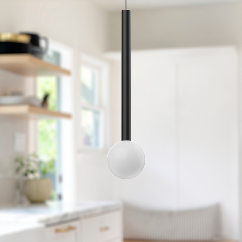 1 - Light LED Single Pendant, Black