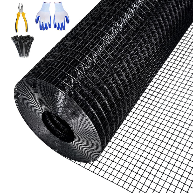 Clôture en métal galvanisé pour le jardin et la ferme, H 4 pi x l 100 pi, Noir mat