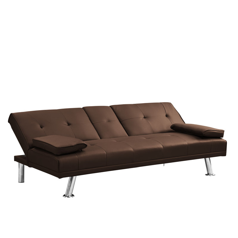 Deantwan Rolled Arm Sleeper, 33" H x 67" W x 31" D, Orange Faux Leather