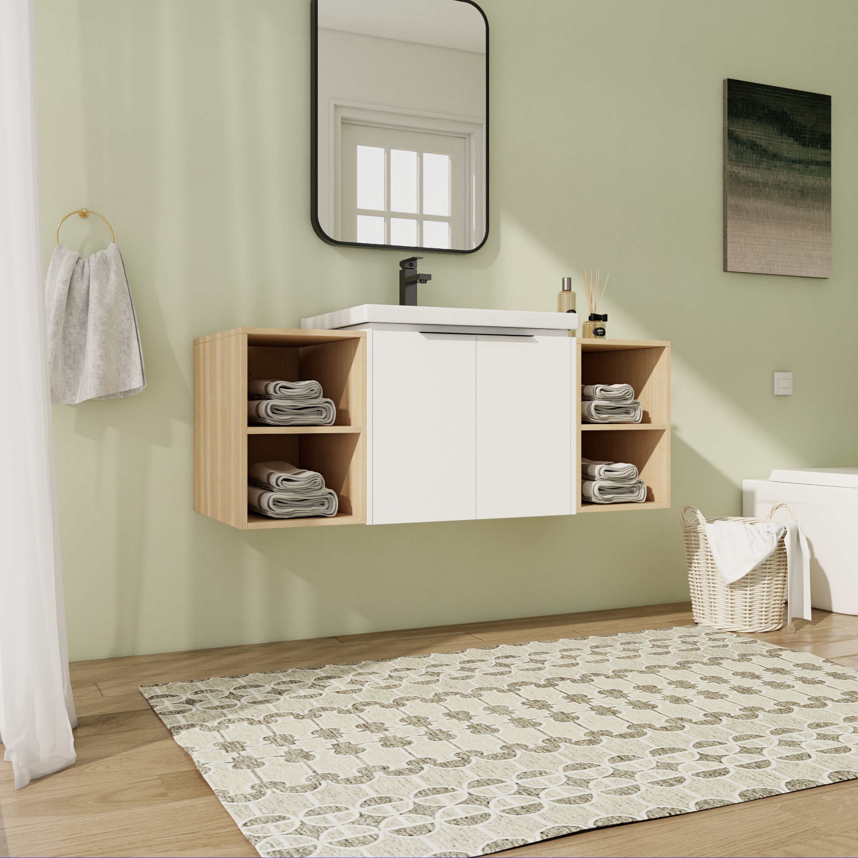 Ebern Designs Monarda 47.87'' Single Bathroom Vanity with Ceramic Top ...