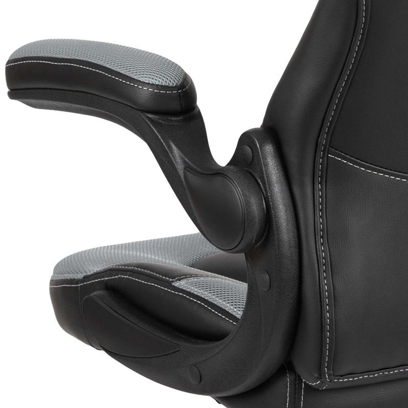 Ariquer High-Back Racing Style Gaming Chair with Headrest and Flip-Up Arms, Gray