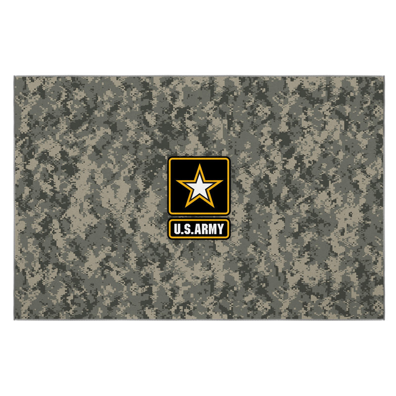 US Army Logo Non-Slip Area Rug For Bedroom, Kitchen, Multi/Camo, Rectangle 3'3" x 5'