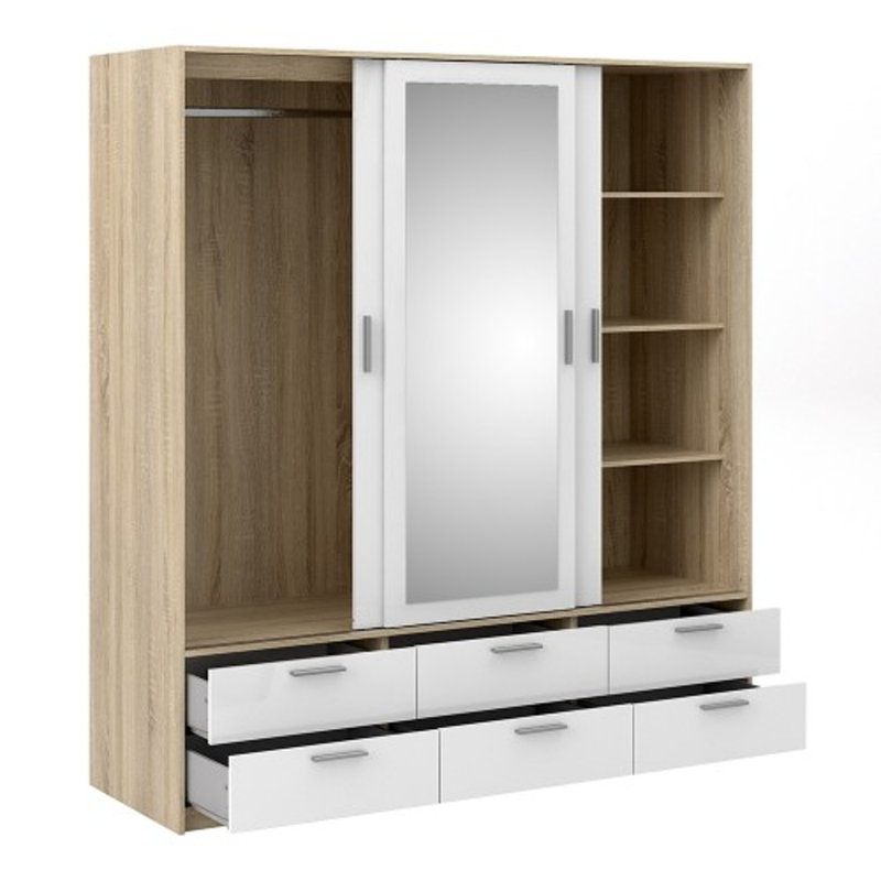 Kylaya 3 Door Solid Wood Wardrobe