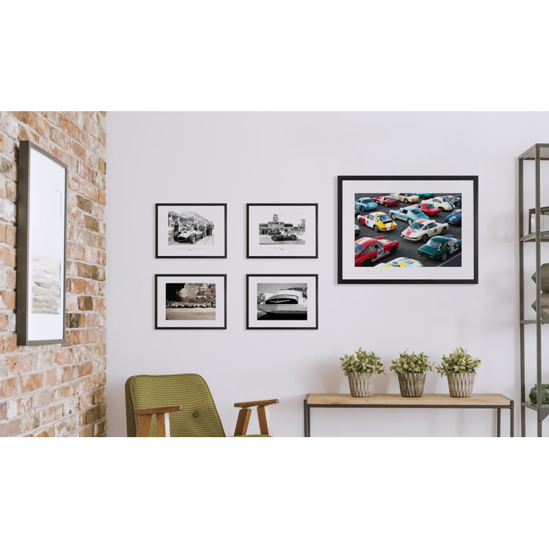Porsche Rally - Print on Wood, Black, 90cm H x 110cm W x 5cm D
