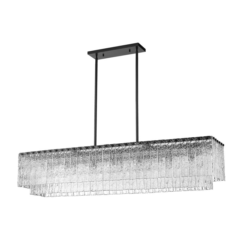 Noorulain 7 - Light Dimmable Kitchen Island Square / Rectangle Chandelier, Matte Black