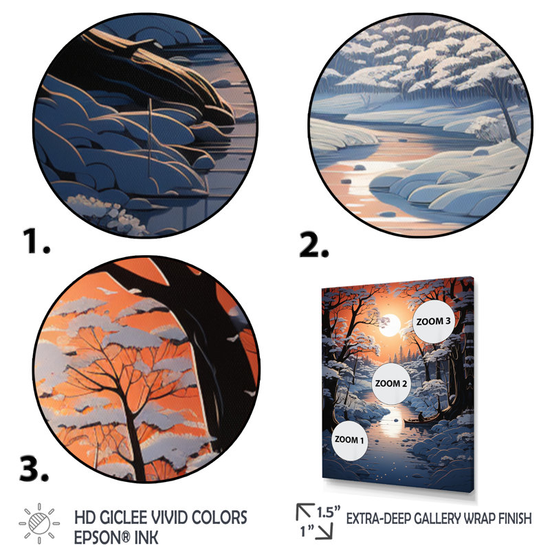 Winters River Papercut II, reproduction d'art sur toile, H 40 po x l 30 po x P 1,5 po, Cadre flottant noir