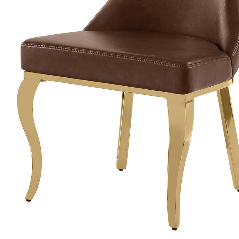Ensemble de salle à manger en marbre blanc Grand avec chaises d'appoint Leathaire, Moka