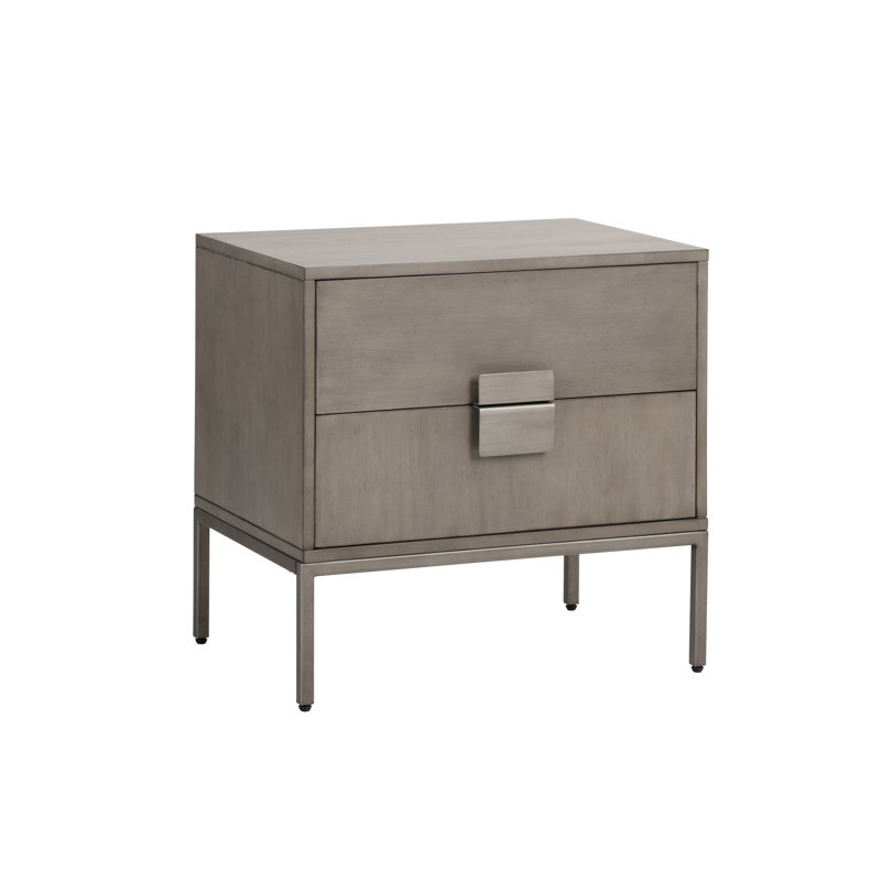 Table de chevet 2 tiroirs Sadhia, Gris